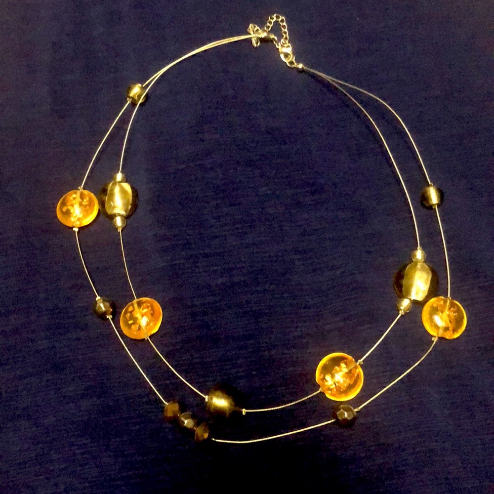 Amber and bronze necklace